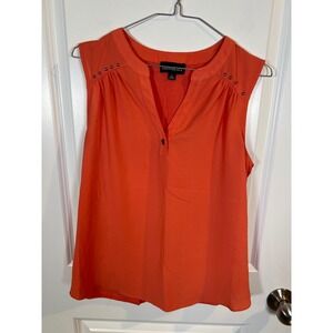 Fortune + Ivy Womens Blouse Studded Shoulder Orange S